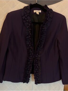 Coldwater Creek Women's Deep Purple Ruffle-Trim Open Blazer